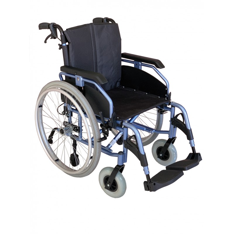 Wózek inwalidzki aluminiowy, podwójny krzyżak, regulacja